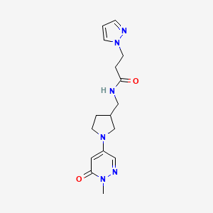 molecular formula C16H22N6O2 B5997930 N-[[1-(1-methyl-6-oxopyridazin-4-yl)pyrrolidin-3-yl]methyl]-3-pyrazol-1-ylpropanamide 