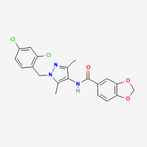 molecular formula C20H17Cl2N3O3 B5997988 N~5~-[1-(2,4-DICHLOROBENZYL)-3,5-DIMETHYL-1H-PYRAZOL-4-YL]-1,3-BENZODIOXOLE-5-CARBOXAMIDE 