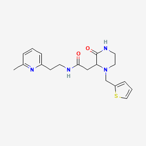 molecular formula C19H24N4O2S B5998048 N-[2-(6-methylpyridin-2-yl)ethyl]-2-[3-oxo-1-(thiophen-2-ylmethyl)piperazin-2-yl]acetamide 