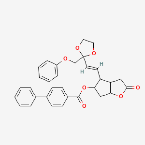 2-Oxo-4-(2-(2-(phenoxymethyl)-1,3-dioxolan-2-yl)vinyl)hexahydro-2H-cyclopenta[b]furan-5-yl [1,1'-biphenyl]-4-carboxylate
