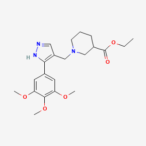 molecular formula C21H29N3O5 B5998346 ethyl 1-[[5-(3,4,5-trimethoxyphenyl)-1H-pyrazol-4-yl]methyl]piperidine-3-carboxylate 