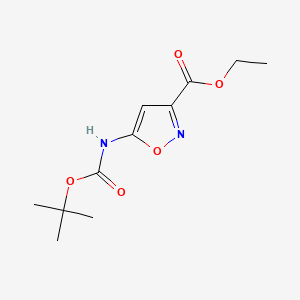 molecular formula C11H16N2O5 B599859 Ethyl 5-((tert-butoxycarbonyl)amino)isoxazole-3-carboxylate CAS No. 138742-18-4