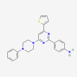 B599862 4-[4-(4-Phenylpiperazin-1-yl)-6-(thiophen-2-yl)pyrimidin-2-yl]aniline CAS No. 832076-06-9