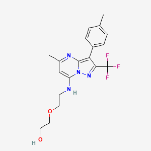 molecular formula C19H21F3N4O2 B5998846 2-(2-{[5-methyl-3-(4-methylphenyl)-2-(trifluoromethyl)pyrazolo[1,5-a]pyrimidin-7-yl]amino}ethoxy)ethanol 