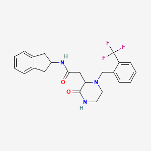 molecular formula C23H24F3N3O2 B5999075 N-(2,3-dihydro-1H-inden-2-yl)-2-[3-oxo-1-[[2-(trifluoromethyl)phenyl]methyl]piperazin-2-yl]acetamide 