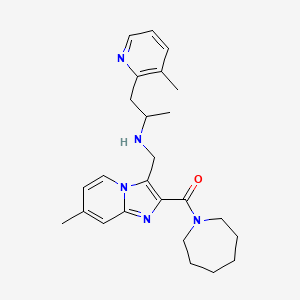 molecular formula C25H33N5O B5999110 N-{[2-(1-azepanylcarbonyl)-7-methylimidazo[1,2-a]pyridin-3-yl]methyl}-1-(3-methyl-2-pyridinyl)-2-propanamine 