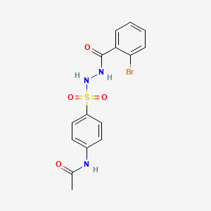 molecular formula C15H14BrN3O4S B5999216 N-[4-[[(2-bromobenzoyl)amino]sulfamoyl]phenyl]acetamide 