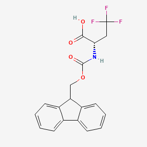molecular formula C19H16F3NO4 B599927 (S)-2-((((9H-Fluoren-9-yl)methoxy)carbonyl)amino)-4,4,4-trifluorobutanoic acid CAS No. 181128-48-3