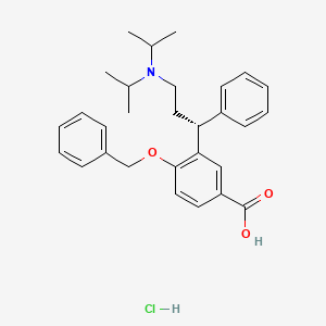 Benzoic acid, 3-[(1R)-3-[bis(1-methylethyl)amino]-1-phenylpropyl]-4-(phenylmethoxy)-, hydrochloride