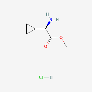 molecular formula C6H12ClNO2 B599957 Methyl (2R)-2-amino-2-cyclopropylacetate hydrochloride CAS No. 138326-69-9