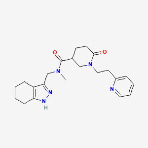 molecular formula C22H29N5O2 B5999678 N-methyl-6-oxo-1-(2-pyridin-2-ylethyl)-N-(4,5,6,7-tetrahydro-1H-indazol-3-ylmethyl)piperidine-3-carboxamide 
