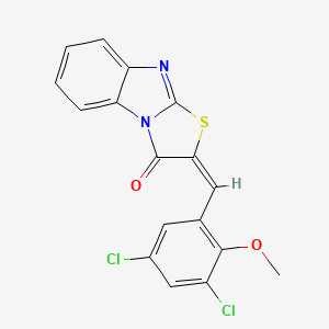 molecular formula C17H10Cl2N2O2S B5999755 2-[(E)-1-(3,5-Dichloro-2-methoxyphenyl)methylidene][1,3]thiazolo[3,2-A][1,3]benzimidazol-3(2H)-one 