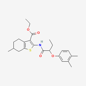 molecular formula C24H31NO4S B5999763 ethyl 2-{[2-(3,4-dimethylphenoxy)butanoyl]amino}-6-methyl-4,5,6,7-tetrahydro-1-benzothiophene-3-carboxylate 