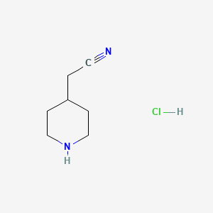 molecular formula C7H13ClN2 B599989 2-(Piperidin-4-yl)acetonitrile hydrochloride CAS No. 153566-98-4
