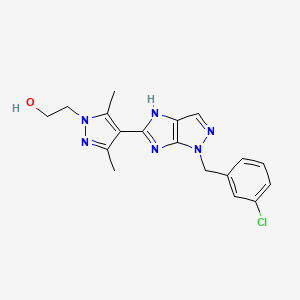 molecular formula C18H19ClN6O B5999933 2-[4-[1-[(3-chlorophenyl)methyl]-4H-imidazo[4,5-c]pyrazol-5-yl]-3,5-dimethylpyrazol-1-yl]ethanol 