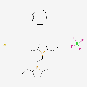 molecular formula C28H56P2Rh+2 B600023 1,2-Bis((2R,5R)-2,5-diethylphospholano)ethane(cyclooctadiene)rhodium(I) tetrafluoroborate CAS No. 136705-70-9