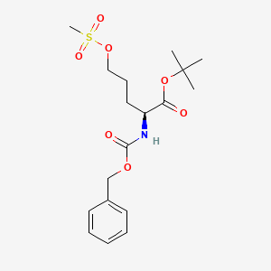 molecular formula C18H27NO7S B600043 (S)-tert-Butyl 2-(((benzyloxy)carbonyl)amino)-5-((methylsulfonyl)oxy)pentanoate CAS No. 159877-09-5
