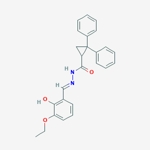 molecular formula C25H24N2O3 B6000451 N'-[(E)-(3-Ethoxy-2-hydroxyphenyl)methylidene]-2,2-diphenylcyclopropane-1-carbohydrazide 
