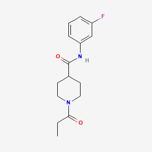 molecular formula C15H19FN2O2 B6000635 N-(3-fluorophenyl)-1-propanoylpiperidine-4-carboxamide 