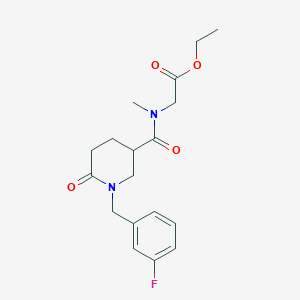 molecular formula C18H23FN2O4 B6000798 ethyl N-{[1-(3-fluorobenzyl)-6-oxo-3-piperidinyl]carbonyl}-N-methylglycinate 