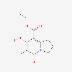 molecular formula C12H15NO4 B600080 Ethyl 7-hydroxy-6-methyl-5-oxo-1,2,3,5-tetrahydroindolizine-8-carboxylate CAS No. 116993-42-1