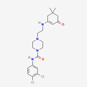 molecular formula C21H28Cl2N4O2 B6000813 N-(3,4-dichlorophenyl)-4-{2-[(5,5-dimethyl-3-oxocyclohex-1-en-1-yl)amino]ethyl}piperazine-1-carboxamide 