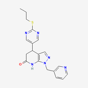 molecular formula C19H20N6OS B6000863 4-[2-(propylthio)pyrimidin-5-yl]-1-(pyridin-3-ylmethyl)-1,4,5,7-tetrahydro-6H-pyrazolo[3,4-b]pyridin-6-one 