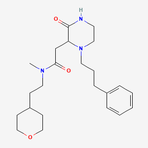 molecular formula C23H35N3O3 B6000958 N-methyl-2-[3-oxo-1-(3-phenylpropyl)-2-piperazinyl]-N-[2-(tetrahydro-2H-pyran-4-yl)ethyl]acetamide 