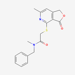 molecular formula C18H18N2O3S B6000992 N-benzyl-N-methyl-2-[(6-methyl-3-oxo-1,3-dihydrofuro[3,4-c]pyridin-4-yl)sulfanyl]acetamide 
