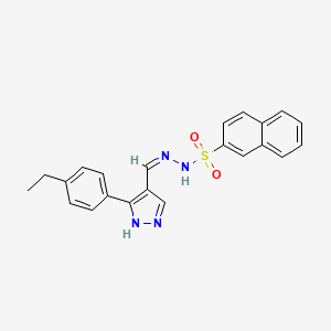 molecular formula C22H20N4O2S B6001087 N'-{[3-(4-ethylphenyl)-1H-pyrazol-4-yl]methylene}-2-naphthalenesulfonohydrazide 