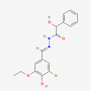 molecular formula C17H17BrN2O4 B6001165 N-[(E)-(3-bromo-5-ethoxy-4-hydroxyphenyl)methylideneamino]-2-hydroxy-2-phenylacetamide 
