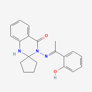 molecular formula C20H21N3O2 B6001220 3-[(E)-1-(2-hydroxyphenyl)ethylideneamino]spiro[1H-quinazoline-2,1'-cyclopentane]-4-one 