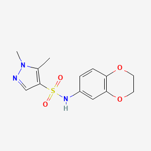 molecular formula C13H15N3O4S B6001241 N-(2,3-dihydro-1,4-benzodioxin-6-yl)-1,5-dimethyl-1H-pyrazole-4-sulfonamide 