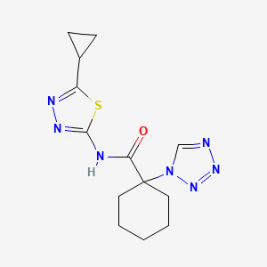 molecular formula C13H17N7OS B6001242 N-(5-cyclopropyl-1,3,4-thiadiazol-2-yl)-1-(1H-tetrazol-1-yl)cyclohexanecarboxamide 