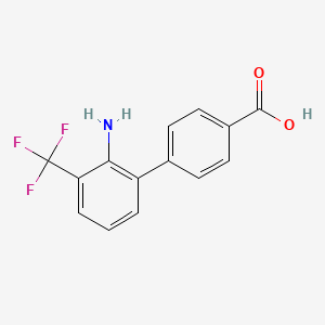 molecular formula C14H10F3NO2 B600132 4-(2-Amino-3-(trifluoromethyl)phenyl)benzoic acid CAS No. 197450-26-3