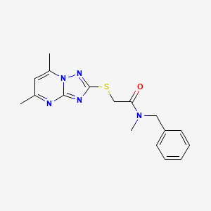 molecular formula C17H19N5OS B6001516 N-benzyl-2-({5,7-dimethyl-[1,2,4]triazolo[1,5-a]pyrimidin-2-yl}sulfanyl)-N-methylacetamide 