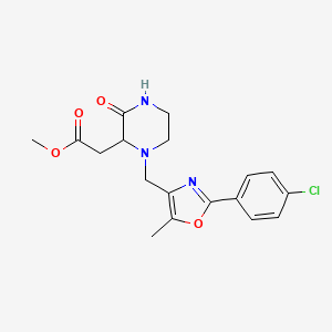 molecular formula C18H20ClN3O4 B6001699 methyl (1-{[2-(4-chlorophenyl)-5-methyl-1,3-oxazol-4-yl]methyl}-3-oxo-2-piperazinyl)acetate 
