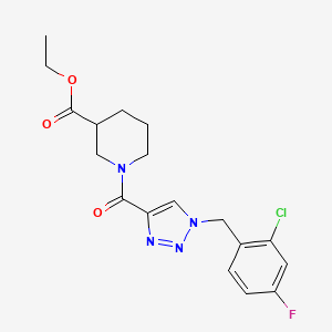 molecular formula C18H20ClFN4O3 B6001727 ethyl 1-{[1-(2-chloro-4-fluorobenzyl)-1H-1,2,3-triazol-4-yl]carbonyl}-3-piperidinecarboxylate 