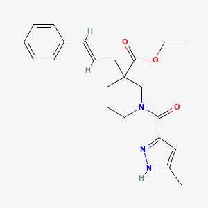molecular formula C22H27N3O3 B6001740 ethyl 1-(5-methyl-1H-pyrazole-3-carbonyl)-3-[(E)-3-phenylprop-2-enyl]piperidine-3-carboxylate 