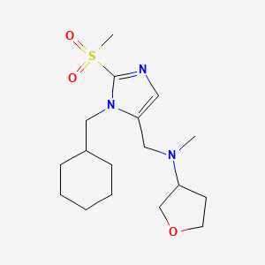molecular formula C17H29N3O3S B6001762 N-[[3-(cyclohexylmethyl)-2-methylsulfonylimidazol-4-yl]methyl]-N-methyloxolan-3-amine 
