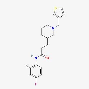 molecular formula C20H25FN2OS B6001929 N-(4-fluoro-2-methylphenyl)-3-[1-(thiophen-3-ylmethyl)piperidin-3-yl]propanamide 