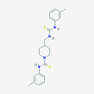 molecular formula C22H28N4S2 B6001933 N-(3-methylphenyl)-4-[({[(3-methylphenyl)amino]carbonothioyl}amino)methyl]-1-piperidinecarbothioamide 