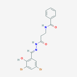 molecular formula C17H15Br2N3O3 B6002026 N-[3-[(2E)-2-[(3,5-dibromo-2-hydroxyphenyl)methylidene]hydrazinyl]-3-oxopropyl]benzamide 