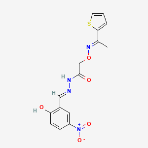 molecular formula C15H14N4O5S B6002047 N-[(E)-(2-hydroxy-5-nitrophenyl)methylideneamino]-2-[(E)-1-thiophen-2-ylethylideneamino]oxyacetamide 