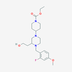 molecular formula C22H34FN3O4 B6002058 ethyl 4-[4-(2-fluoro-4-methoxybenzyl)-3-(2-hydroxyethyl)-1-piperazinyl]-1-piperidinecarboxylate 