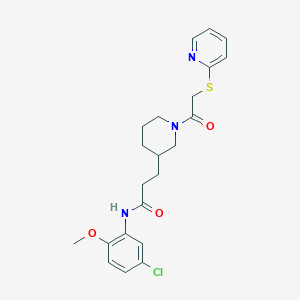 molecular formula C22H26ClN3O3S B6002103 N-(5-chloro-2-methoxyphenyl)-3-[1-(2-pyridin-2-ylsulfanylacetyl)piperidin-3-yl]propanamide 