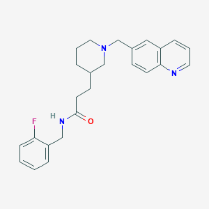 molecular formula C25H28FN3O B6002198 N-[(2-fluorophenyl)methyl]-3-[1-(quinolin-6-ylmethyl)piperidin-3-yl]propanamide 
