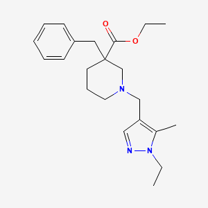 molecular formula C22H31N3O2 B6002342 ethyl 3-benzyl-1-[(1-ethyl-5-methyl-1H-pyrazol-4-yl)methyl]-3-piperidinecarboxylate 