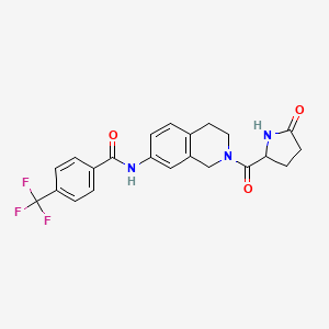 molecular formula C22H20F3N3O3 B6002384 N-[2-(5-oxopyrrolidine-2-carbonyl)-3,4-dihydro-1H-isoquinolin-7-yl]-4-(trifluoromethyl)benzamide 