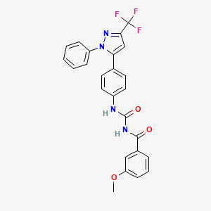 molecular formula C25H19F3N4O3 B6002608 N-(3-METHOXYBENZOYL)-N'-{4-[1-PHENYL-3-(TRIFLUOROMETHYL)-1H-PYRAZOL-5-YL]PHENYL}UREA 